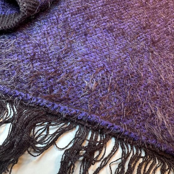 Vertigo Plaid Fuzzy Cardigan Womens Open Front Tweed Wrap Cape Boho Fringe Trim - Picture 10 of 16